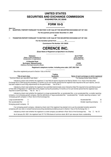 Thumbnail Cerence 10-Q Quarterly Report FY2021 