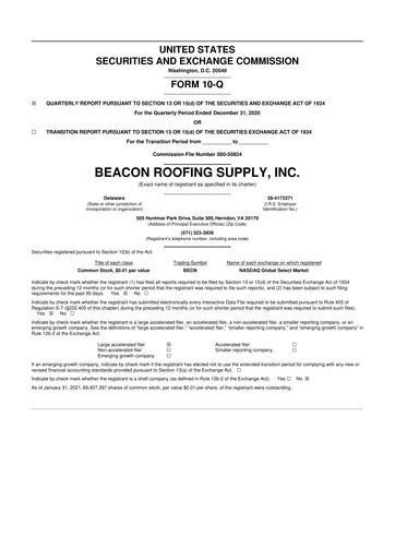 Vorschaubild Beacon Roofing Supply 10-Q Quartalsbericht 2021 