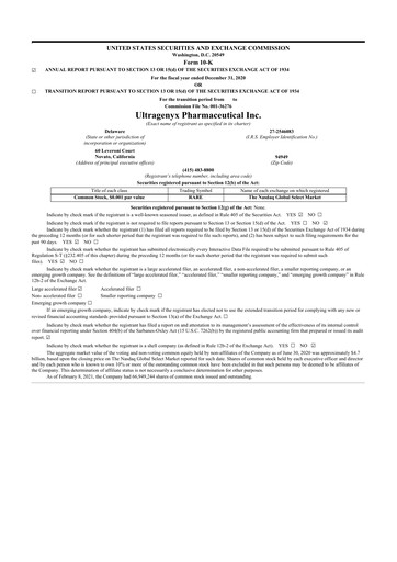 Thumbnail Ultragenyx Pharmaceutical 10-K Annual Report 2020