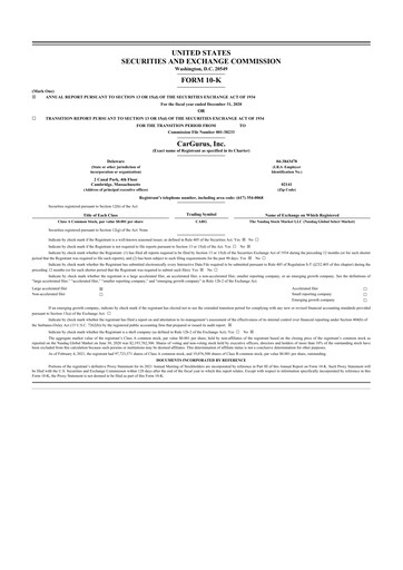 Miniature CarGurus 10-K Rapport annuel 