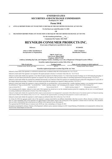 Thumbnail Reynolds Consumer Products 10-K Annual Report 2020