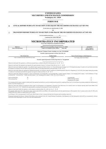 Thumbnail Strategy 
 (MicroStrategy) 10-K Annual Report 2020