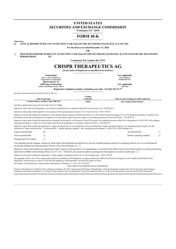 Thumbnail CRISPR Therapeutics 10-K Annual Report 2020