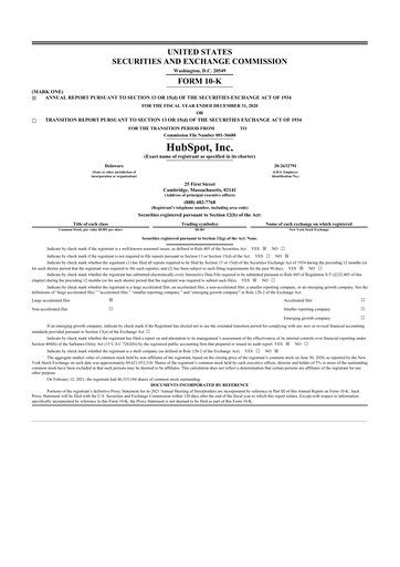 Thumbnail HubSpot 10-K Annual Report 2020