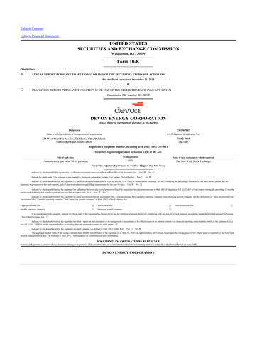 Thumbnail Devon Energy
 10-K Annual Report 2020