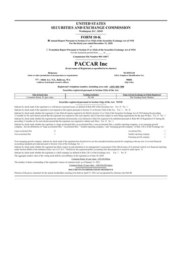 Thumbnail Paccar 10-K Annual Report 2020