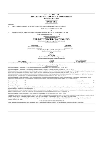 Thumbnail Boston Beer Company 10-K Annual Report 2020