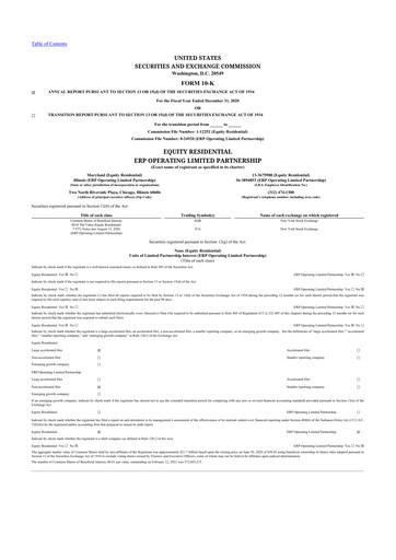 Thumbnail Equity Residential
 10-K Annual Report 