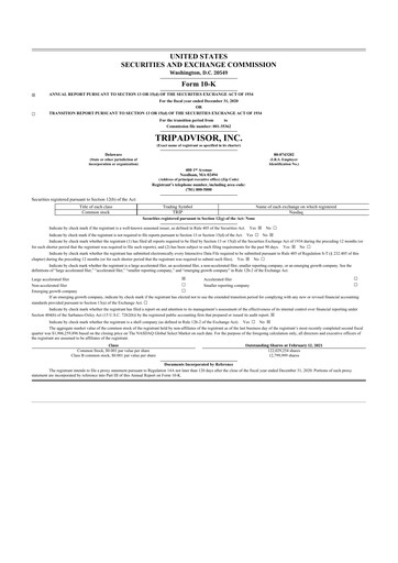 Thumbnail TripAdvisor 10-K Annual Report 2020