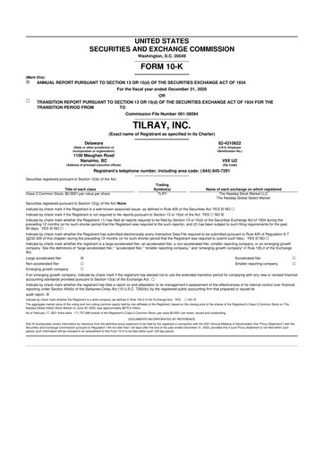 Thumbnail Tilray Brands
 10-K Annual Report 2020
