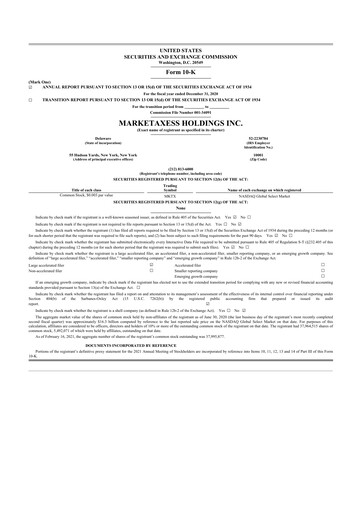 Thumbnail MarketAxess
 10-K Annual Report 2020