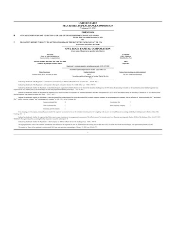 Miniature Blue Owl Capital Corporation 10-K Rapport annuel 