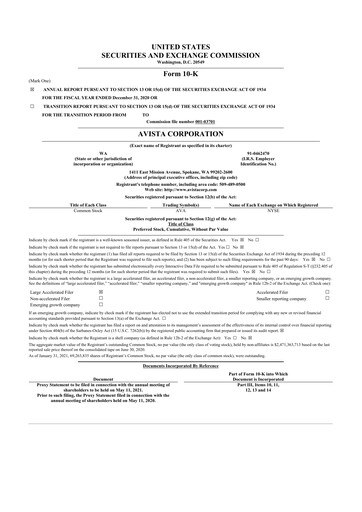 Thumbnail Avista
 10-K Annual Report 2020