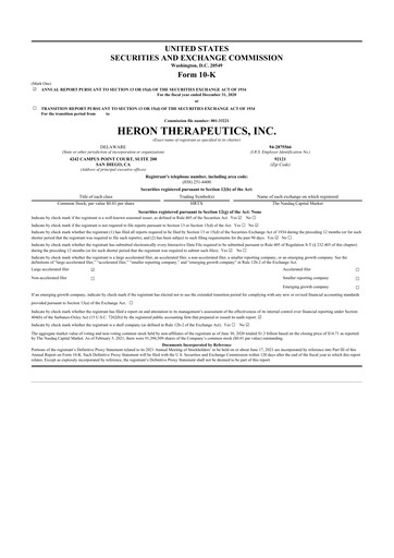 Thumbnail Heron Therapeutics 10-K Annual Report 2020