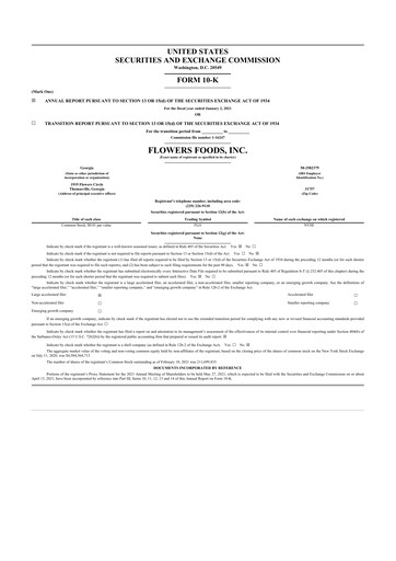 Thumbnail Flowers Foods
 10-K Annual Report 