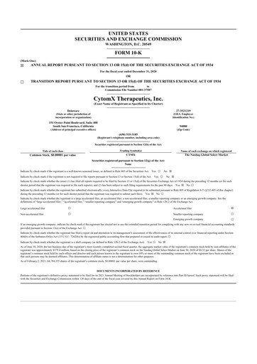 Thumbnail CytomX Therapeutics
 10-K Annual Report 2020