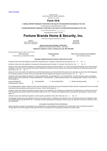 Thumbnail Fortune Brands Innovations 10-K Annual Report 2020