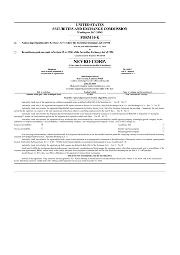 Thumbnail Nevro
 10-K Annual Report 2020