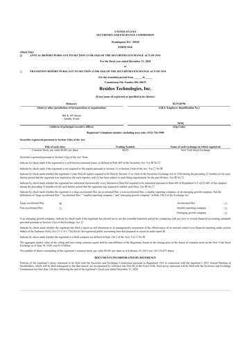 Thumbnail Resideo Technologies
 10-K Annual Report 2020