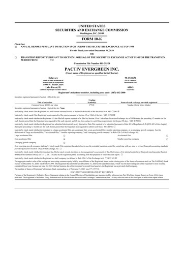 Thumbnail Pactiv Evergreen
 10-K Annual Report 2020