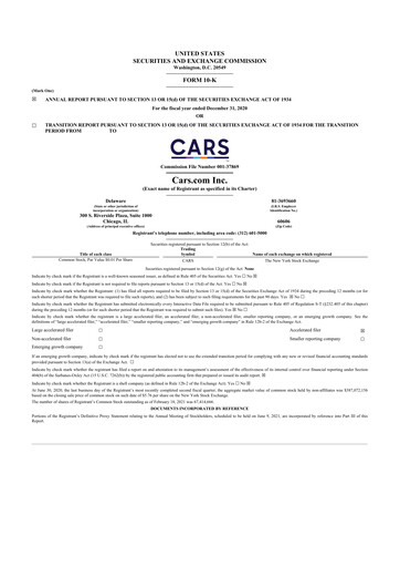 Thumbnail Cars.com 10-K Annual Report 2020