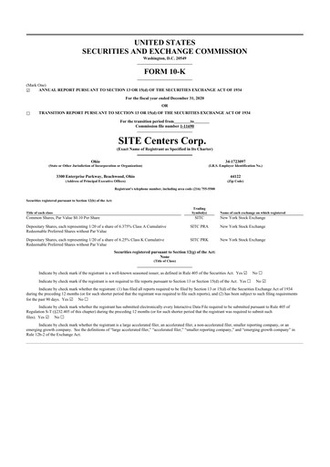 Thumbnail SITE Centers
 10-K Annual Report 2020