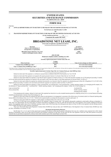 Thumbnail Broadstone Net Lease 10-K Annual Report 2020