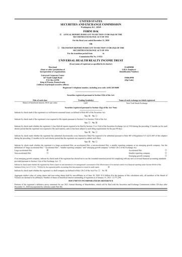 Thumbnail Universal Health Realty Income Trust 10-K Annual Report 2020