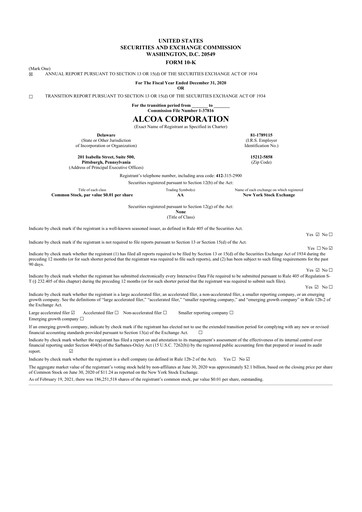 Thumbnail Alcoa 10-K Annual Report 2020