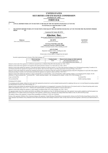 Vorschaubild Alector
 10-K Jahresbericht 2020