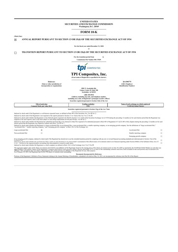 Vorschaubild TPI Composites 10-K Jahresbericht 2020