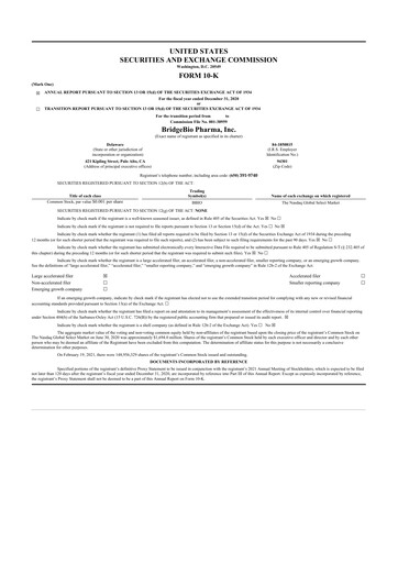 Thumbnail BridgeBio Pharma
 10-K Annual Report 2020