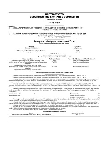 Thumbnail PennyMac Mortgage Investment Trust 10-K Annual Report 2020