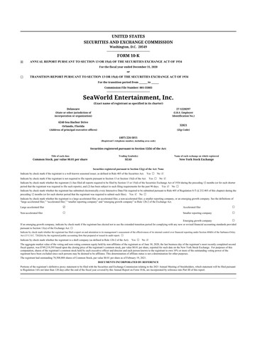 Thumbnail United Parks & Resorts 10-K Annual Report 2020