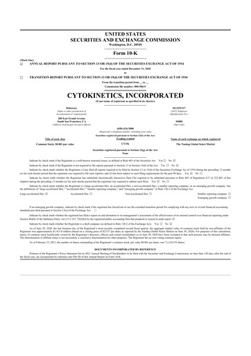 Thumbnail Cytokinetics
 10-K Annual Report 2020