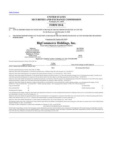 Thumbnail BigCommerce 10-K Annual Report 2020