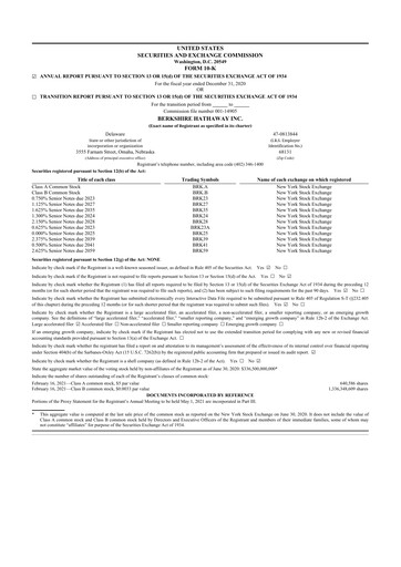Thumbnail Berkshire Hathaway  10-K Annual Report 2020