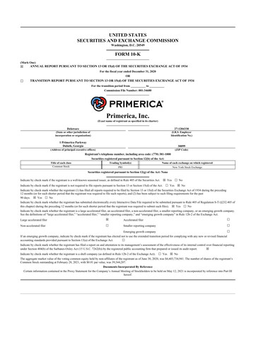Thumbnail Primerica
 10-K Annual Report 2020