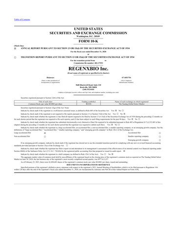 Thumbnail REGENXBIO 10-K Annual Report 2020