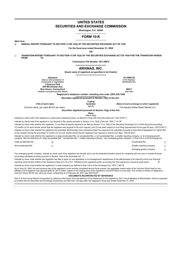 Thumbnail Arvinas 10-K Annual Report 2020