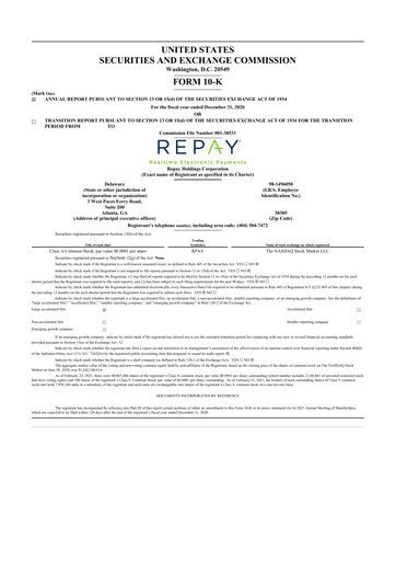 Thumbnail Repay Holdings 10-K Annual Report 2020