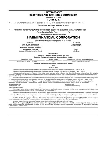 Thumbnail Hanmi Financial 10-K Annual Report 2020