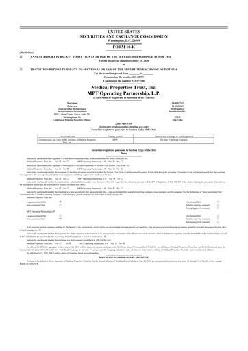 Thumbnail Medical Properties Trust
 10-K Annual Report 