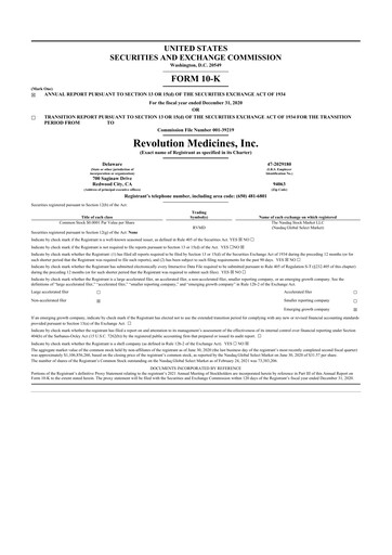 Thumbnail Revolution Medicines
 10-K Annual Report 2020