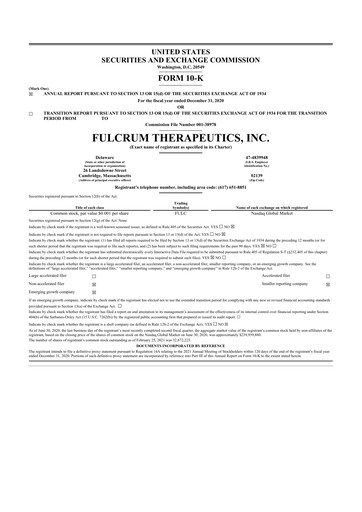 Thumbnail Fulcrum Therapeutics 10-K Annual Report 2020