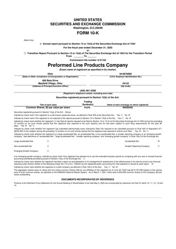 Thumbnail Preformed Line Products 10-K Annual Report 2020