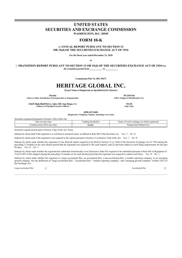 Miniature Heritage Global 10-K Rapport annuel 2020