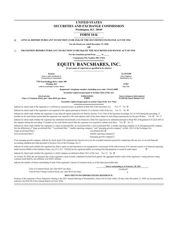 Miniature Equity Bancshares 10-K Rapport annuel 2020