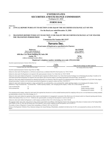 Thumbnail Savara 10-K Annual Report 2020