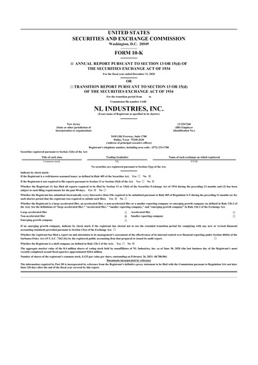 Thumbnail NL Industries 10-K Annual Report 2020